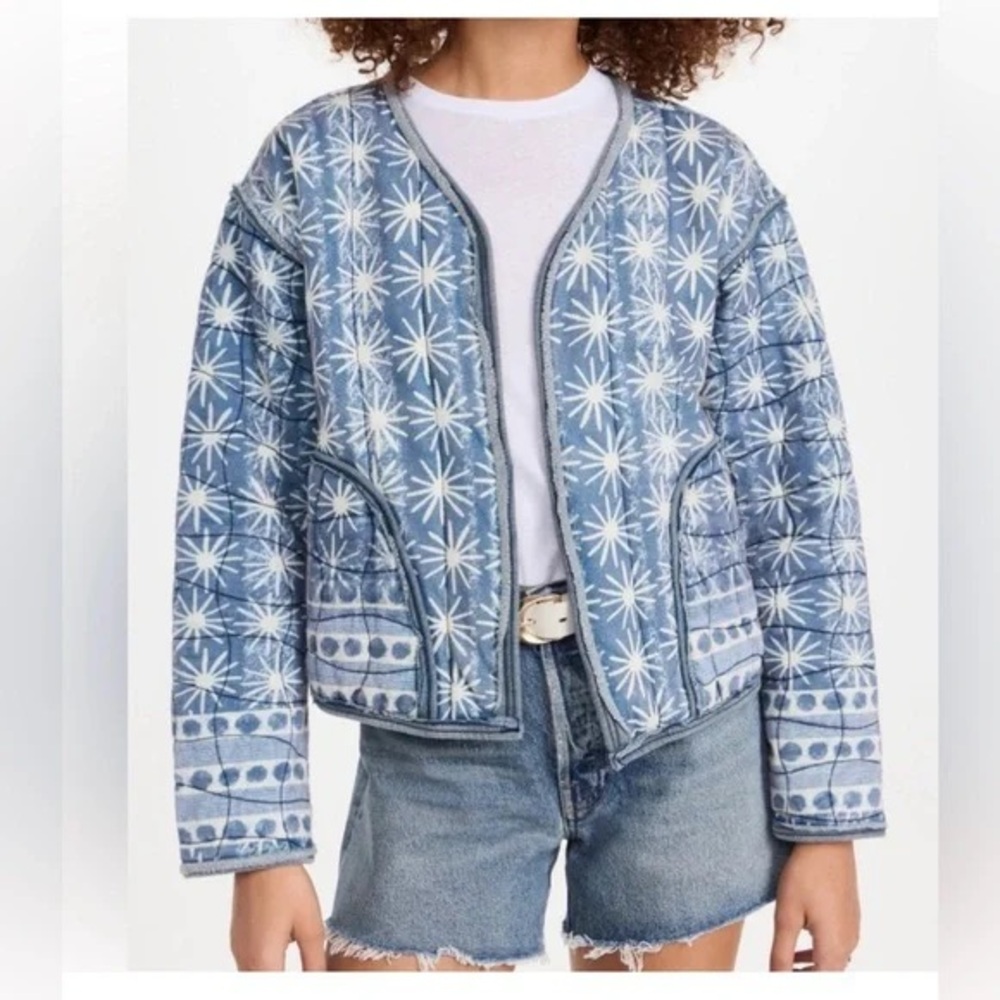 We The Free: Free People Kara Quilted Cardigan Jacket in Pacific Combo